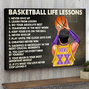 Personalized Basketball Player Poster - Life Lessons Never Give Up Learn From Losses BSB2104 - Poster & Canvas - GoDuckee