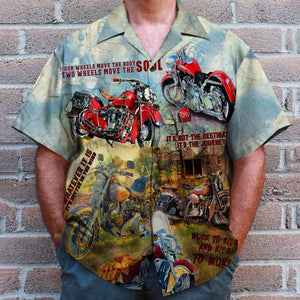 Biker Hawaiian Shirt - Work To Ride And Ride To Work - Classic Motorcycle Pattern - Hawaiian Shirts - GoDuckee