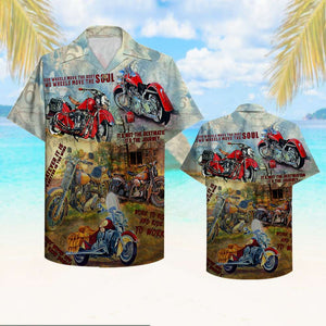 Biker Hawaiian Shirt - Work To Ride And Ride To Work - Classic Motorcycle Pattern - Hawaiian Shirts - GoDuckee