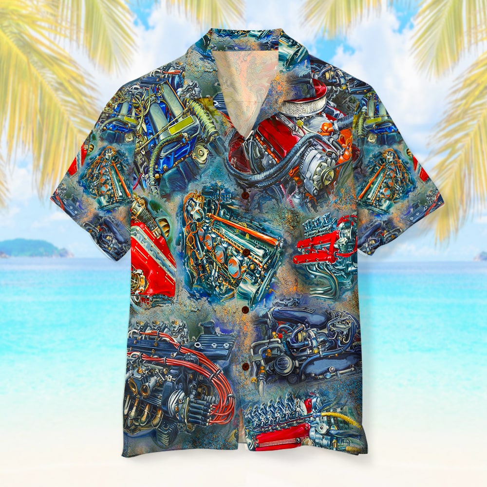 Racing Car Hawaiian Shirt - Racing Car Engine Theme - GoDuckee