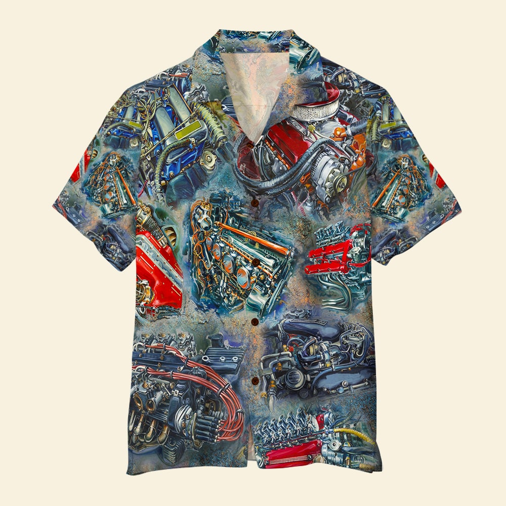Racing Car Hawaiian Shirt - Racing Car Engine Theme - Hawaiian Shirts - GoDuckee