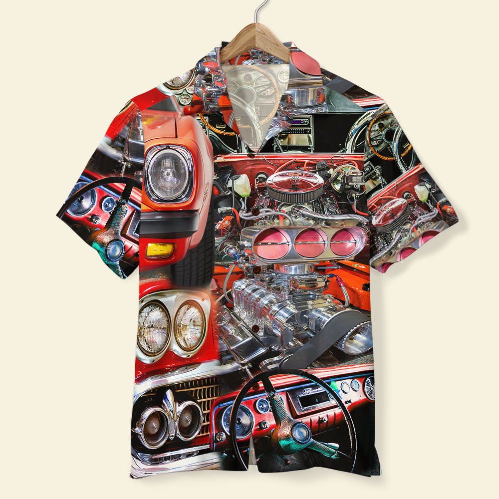 Muscle Car Hawaiian Shirt - Car Engine Pattern - Hawaiian Shirts - GoDuckee
