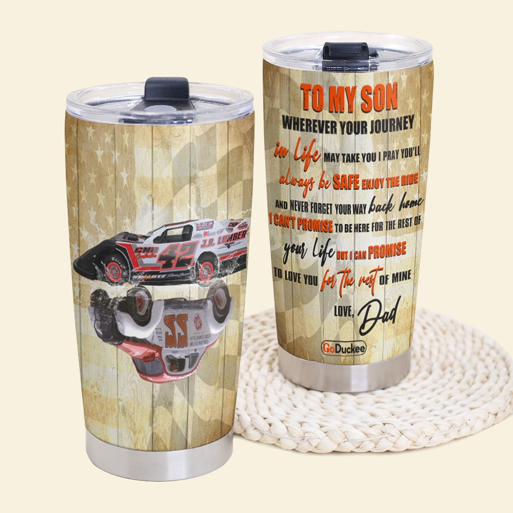 Personalized Racing Dad Tumbler Cup - I Pray You'll Always Be Safe Enjoy The Ride - Gift For Father's Day - Tumbler Cup - GoDuckee