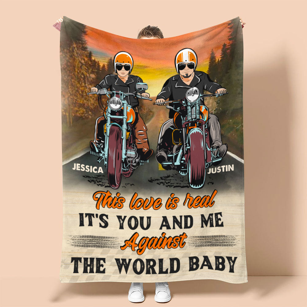 Personalized Biker Couple Blanket - This Love Is Real It's You And Me Against The World Baby - Marriage Chapter - Blanket - GoDuckee