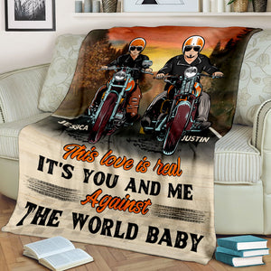 Personalized Biker Couple Blanket - This Love Is Real It's You And Me Against The World Baby - Marriage Chapter - Blanket - GoDuckee
