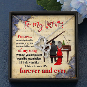 Piano Couple You Are The Melody Of My Life Personalized Double Hearts Necklace - Jewelry - GoDuckee