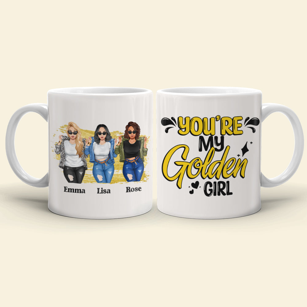 Golden Girls, african american girls with Leopard Denim Jacket and Jean - Sistas Coffee Mug, Best Friends Mug - GoDuckee