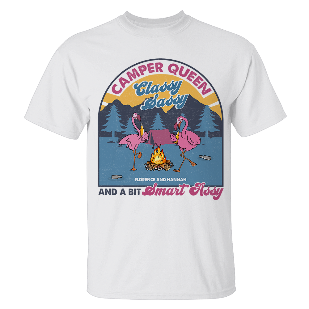Personalized Gift For Camping Flamingos, Camper Queen Classy Sassy - Custom Shirts - Shirts - GoDuckee