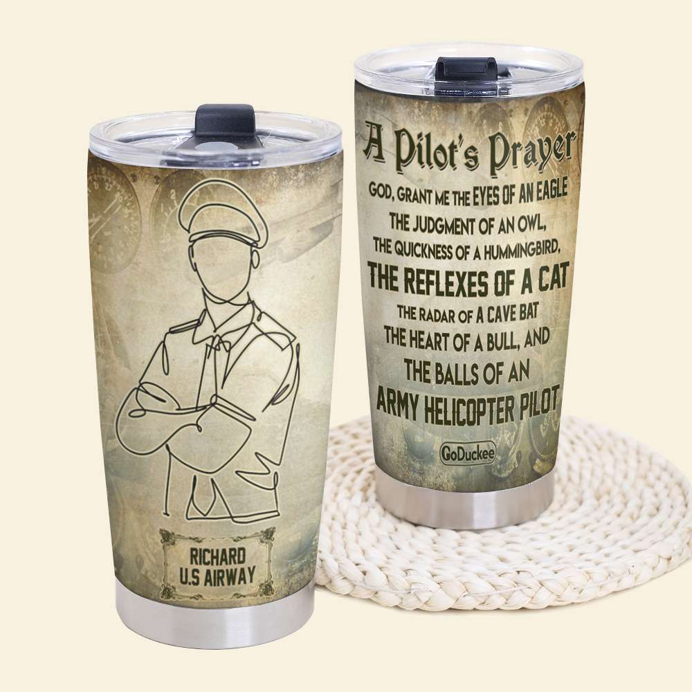 Personalized Pilot Tumbler - God Grant Me The Balls Of An Army Helicopter Pilot - Tumbler Cup - GoDuckee