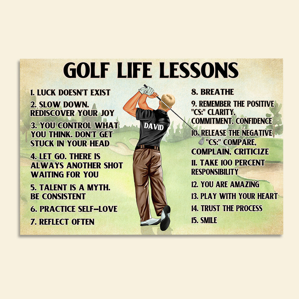 Personalized Male Golfer Poster - Golf Life Lessons Luck Doesn't Exist - Poster & Canvas - GoDuckee