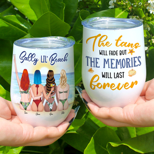 Salty Lil' Beaches, Personalized Tumbler, Gift For Bestie - Wine Tumbler - GoDuckee