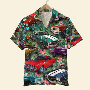 Muscle Car Hawaiian Shirt - Custom Car Photo Shirt - Floral Pattern (Car0902) - Hawaiian Shirts - GoDuckee