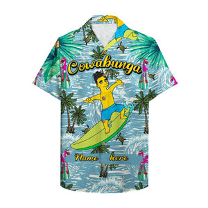 Simpsonalized Surfing Boy Hawaiian Shirt - Cowabunga - Hawaiian Shirts - GoDuckee