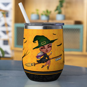 Personalized Witch Girl Wine Tumbler - Way To The Wine - Wine Tumbler - GoDuckee