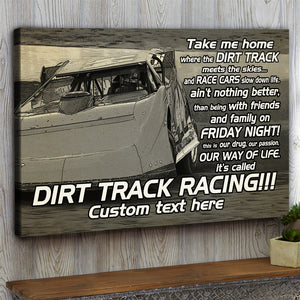 Dirt Track Racing Poster - Take Me Home Where The Dirt Track Meets The Skies - Custom Name - Poster & Canvas - GoDuckee