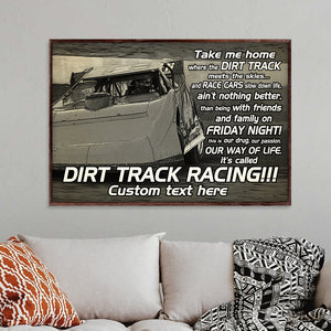 Dirt Track Racing Poster - Take Me Home Where The Dirt Track Meets The Skies - Custom Name - Poster & Canvas - GoDuckee