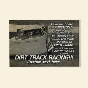 Dirt Track Racing Poster - Take Me Home Where The Dirt Track Meets The Skies - Custom Name - Poster & Canvas - GoDuckee