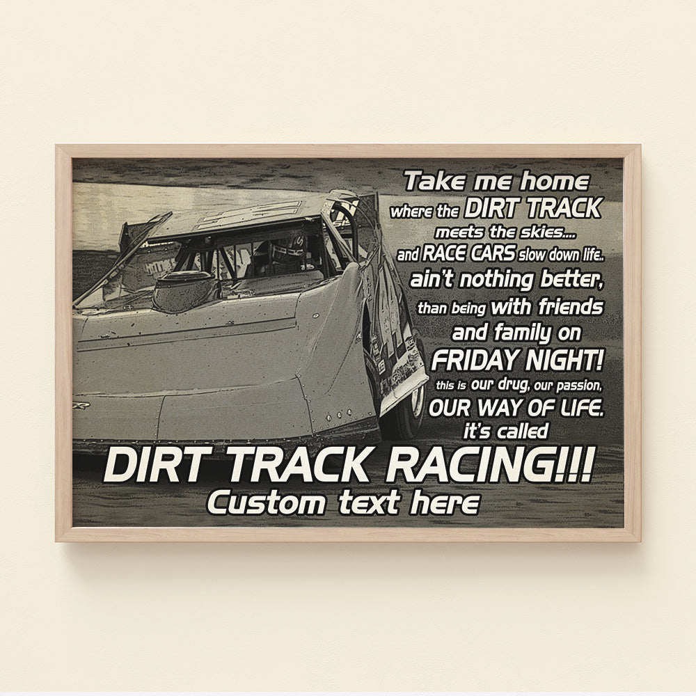 Dirt Track Racing Poster - Take Me Home Where The Dirt Track Meets The Skies - Custom Name - Poster & Canvas - GoDuckee