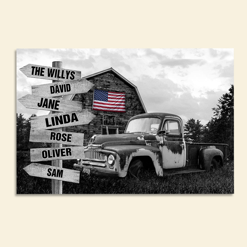Vintage Farm Barn With Abandoned Pickup Truck Poster - Custom Name - Poster & Canvas - GoDuckee