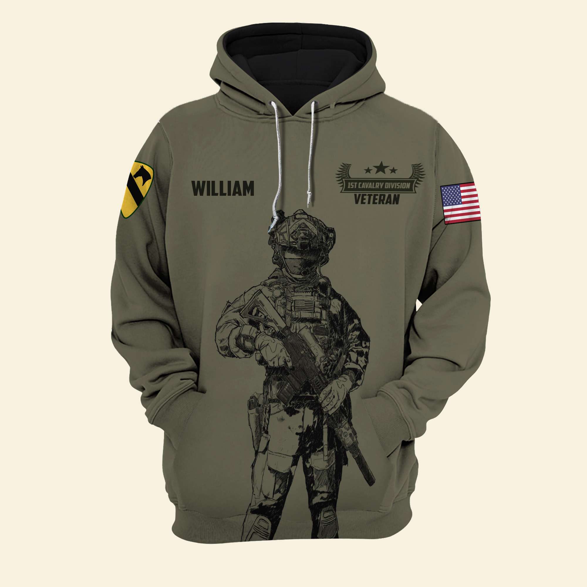 Personalized Veteran Shirts, Custom Military Unit, Fighting Soldier (add logo) - AOP Products - GoDuckee