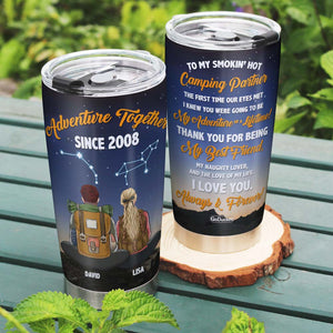 To My Smokin' Hot Camping Partner Personalized Camping Couple Tumbler Gift For Couple - Tumbler Cup - GoDuckee