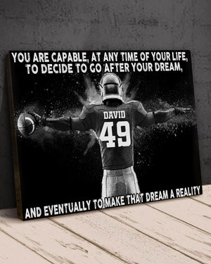 Personalized Vintage American Football Player Poster - Make That Dream A Reality - Poster & Canvas - GoDuckee