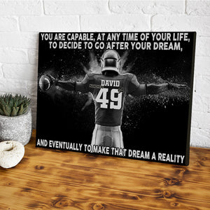 Personalized Vintage American Football Player Poster - Make That Dream A Reality - Poster & Canvas - GoDuckee