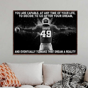 Personalized Vintage American Football Player Poster - Make That Dream A Reality - Poster & Canvas - GoDuckee