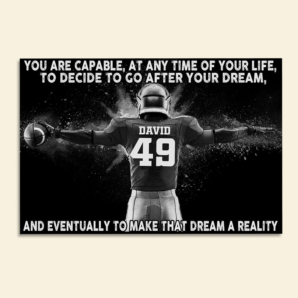 Personalized Vintage American Football Player Poster - Make That Dream A Reality - Poster & Canvas - GoDuckee