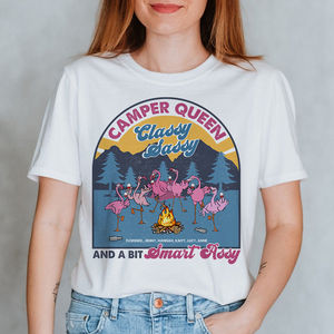 Personalized Gift For Camping Flamingos, Camper Queen Classy Sassy - Custom Shirts - Shirts - GoDuckee