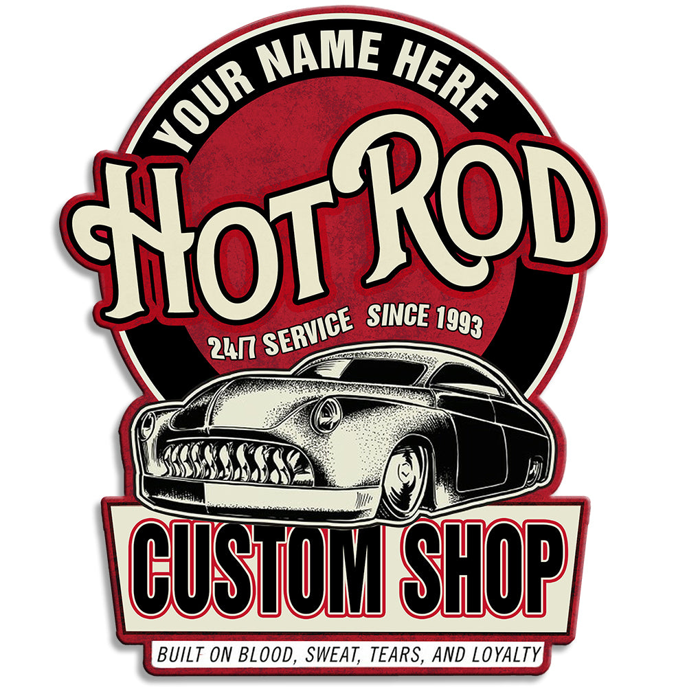 Drag Racing Built Metal Sign - Custom Shop's Name - On Blood Sweat Tears and Loyalty - Metal Wall Art - GoDuckee