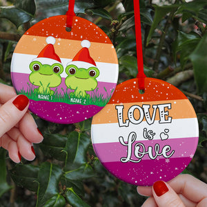 Love Is Love - Personalized LGBT Ornament - Christmas Gift for Couple - Couple Frog - Ornament - GoDuckee