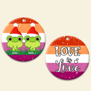 Love Is Love - Personalized LGBT Ornament - Christmas Gift for Couple - Couple Frog - Ornament - GoDuckee