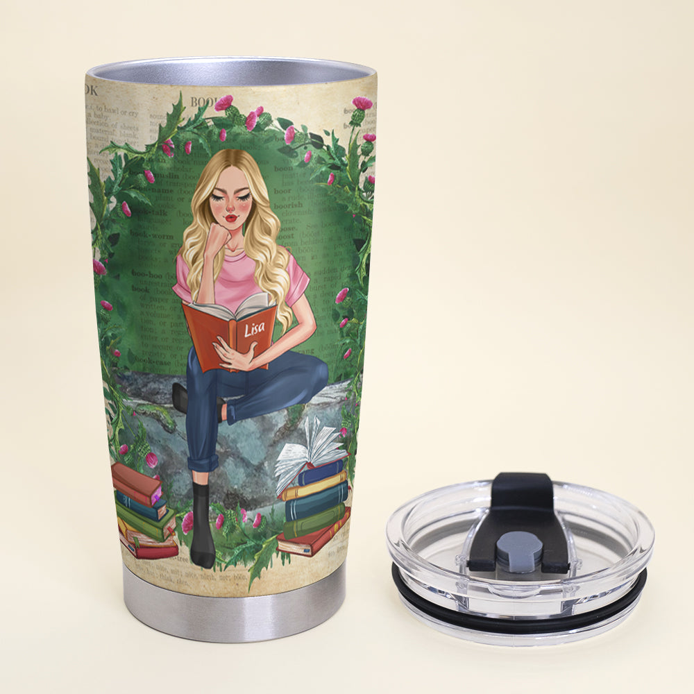 Custom Book Titles - Personalized Tumbler Cup - A Sitting Girl, Read And Chill - Tumbler Cup - GoDuckee