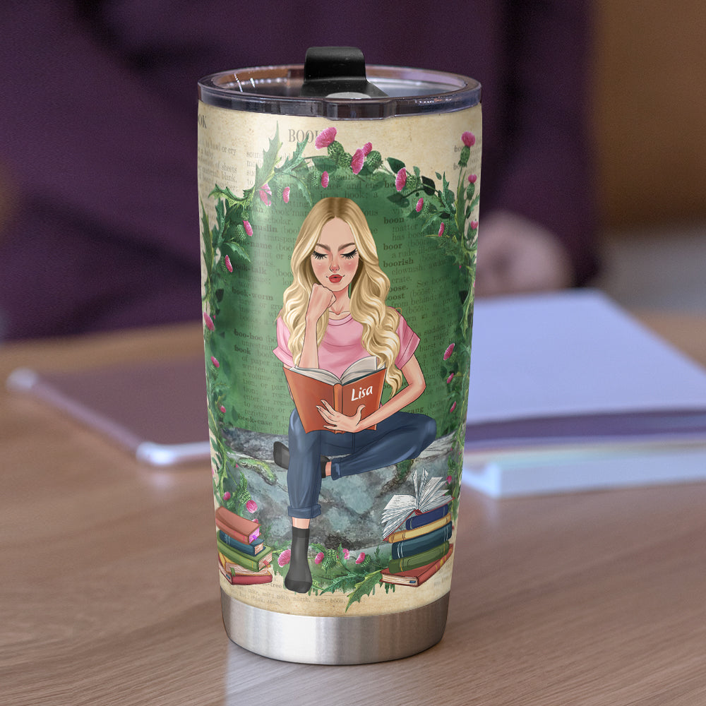 Custom Book Titles - Personalized Tumbler Cup - A Sitting Girl, Read And Chill - Tumbler Cup - GoDuckee