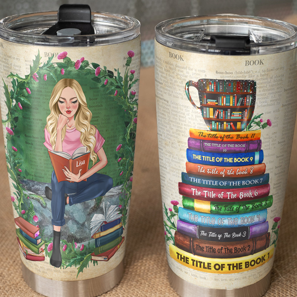 Custom Book Titles - Personalized Tumbler Cup - A Sitting Girl, Read And Chill - Tumbler Cup - GoDuckee