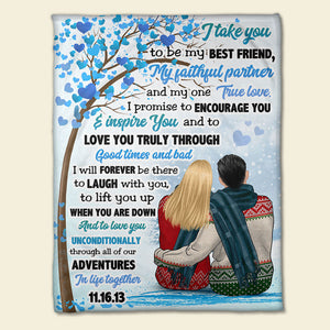 Personalized Sweater Couple Blanket - I Take You To Be My Best Friend - Snow & Winter - Blanket - GoDuckee