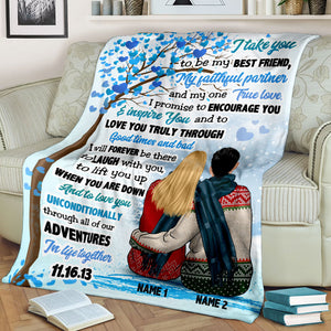 Personalized Sweater Couple Blanket - I Take You To Be My Best Friend - Snow & Winter - Blanket - GoDuckee