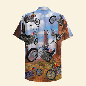 Personalized Hawaiian Shirt - Vintage Motorcycle Desert Pattern - Hawaiian Shirts - GoDuckee