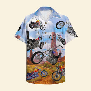 Personalized Hawaiian Shirt - Vintage Motorcycle Desert Pattern - Hawaiian Shirts - GoDuckee