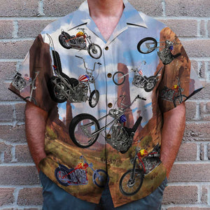 Personalized Hawaiian Shirt - Vintage Motorcycle Desert Pattern - Hawaiian Shirts - GoDuckee