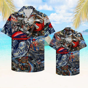 American Biker Pattern Hawaiian Shirt - Hawaiian Shirts - GoDuckee
