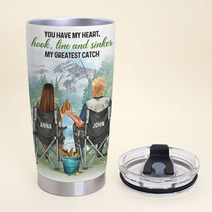 You Have My Heart Hook Line And Sinker Personalized Fishing Couple Tumbler Cup, Gift For Fishing Couple - Tumbler Cup - GoDuckee