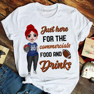 American Football Mom Just Here for the Commercials Food And Drinks Personalized Shirts - Shirts - GoDuckee
