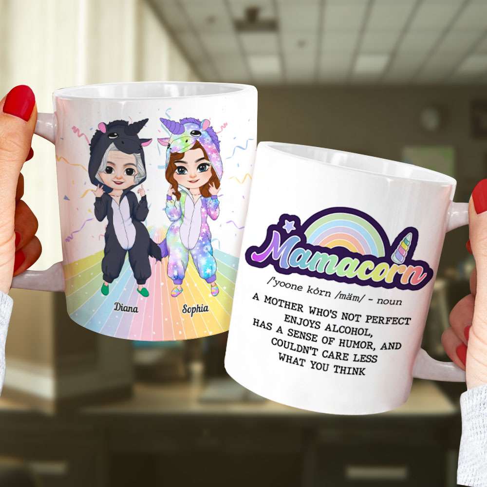 Mama Unicorn, Mother And Daughter Personalized Coffee Mug, Gift For Mama - Coffee Mug - GoDuckee