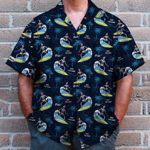 Surfing Hawaiian Shirt - Surfing Skeleton & Palm Trees Pattern - Hawaiian Shirts - GoDuckee