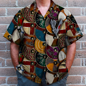 Viking Shield Pattern Hawaiian Shirt - Hawaiian Shirts - GoDuckee