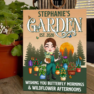 Garden wishing you butterfly mornings - Personalized Garden Wood Sign - Gift for Famer - Wood Sign - GoDuckee