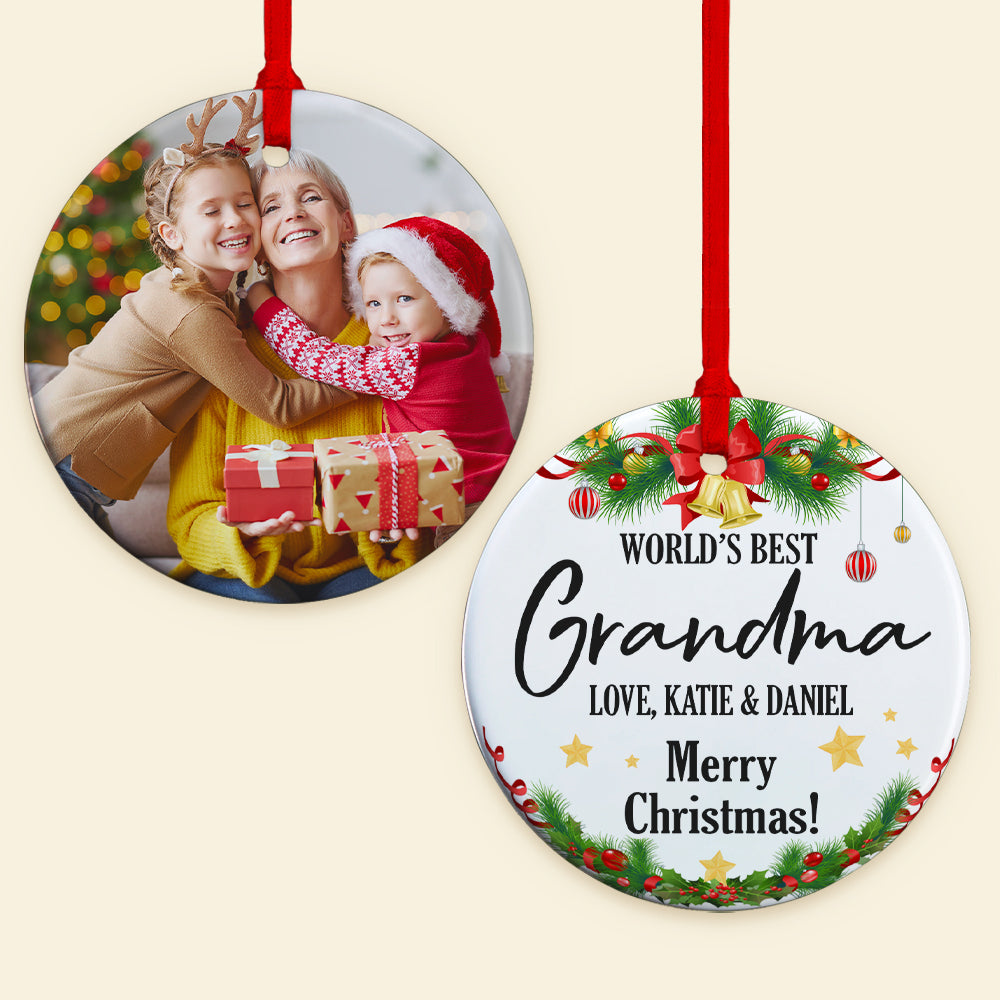 World's Best Grandma Custom Family Ornament, Christmas Tree Decor - Ornament - GoDuckee