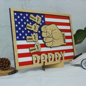 Daddy Personalized Layered Wood Sign, Gift For Dad Stand - Wood Sign - GoDuckee